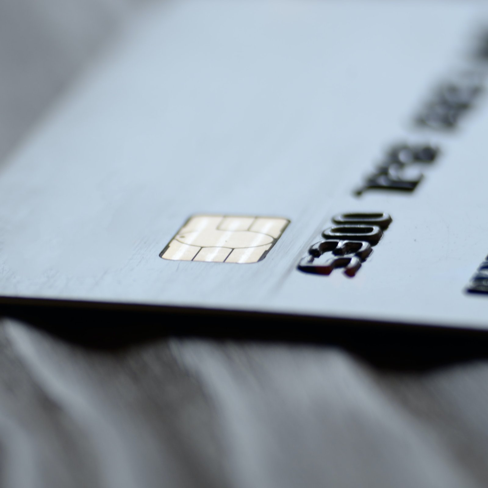 Macro photo of credit or debit card with space for text